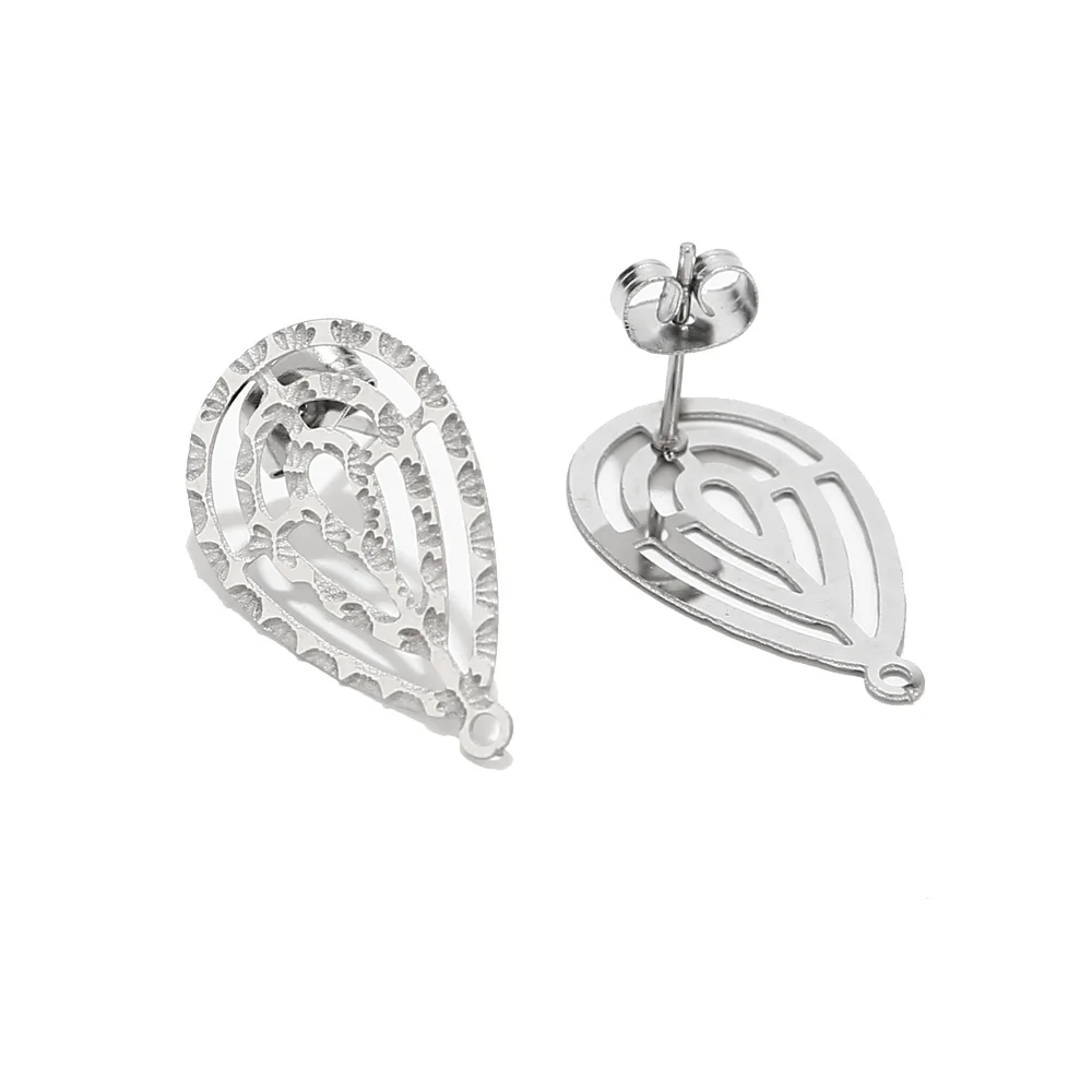 Новые серьги-гвоздики из нержавеющей стали в форме капли с кольцом металлические