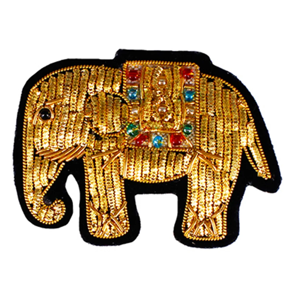 1717elephant Шелковое животное пчела корона патч ручная вышивка пчела Золотая Роза Лев Слон пчела цветок патч бисер Подсолнух Рыба сердце аппликация - Цвет: 1717elephant