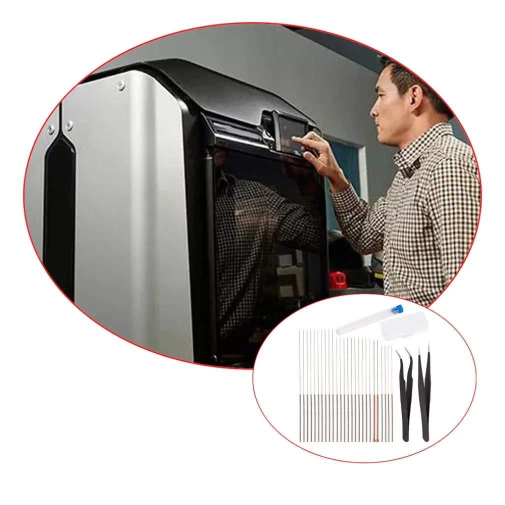 

Nozzle Cleaning Needle 3D Printer Nozzle Cleaning Tool Kit Nozzle Cleaning Drill Stainless Steel With Tweezers