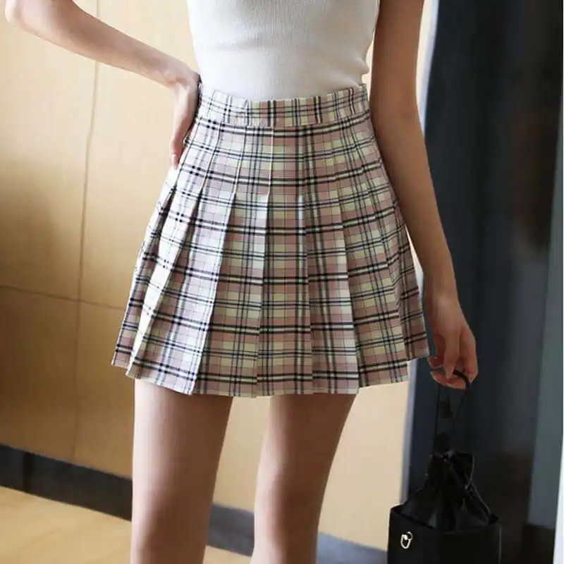 

2021 Spring Summer Korean Skirt Shorts Women High Waist Sexy Mini Skirt School Short Pleated Kawaii Japanese Pink Skirt Female