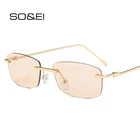 Очки солнцезащитные мужскиеженские SO  EI без оправы, небольшие прямоугольные солнечные очки с прозрачными океанскими линзами, с градиентными линзами, UV400