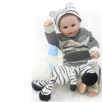 18 inch 45cm reborn baby doll soft silicone body cute clothes zebra boy brown eyes reality touch rebirth dolls children toy