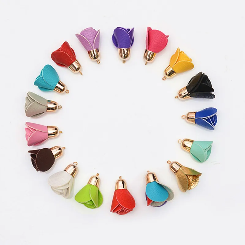 

Цветок из искусственной кожи с подвесками для повязки на голову, милые розы в рулоне, цветы для волос, аксессуары для одежды