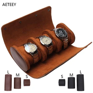 luxurious watch travel case handmade leather watch rolls box for man travel watchroll velvet protection organizer secure storage free global shipping