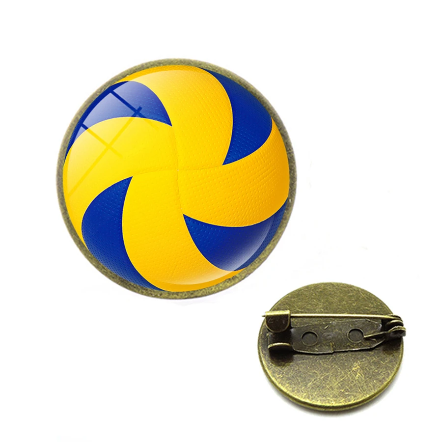 Броши с надписью Volleyball ручная работа круговой спортивный волейбол нагрудные