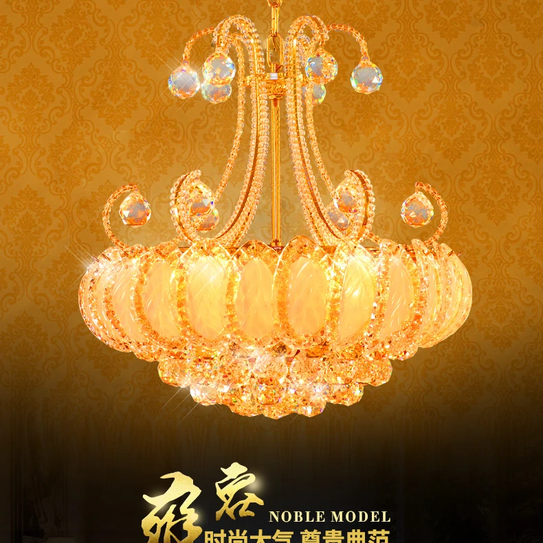 

Modern Luxury Crystal Pendant Lights Gold Champagne Decor Pendant Lamp Hotel Hall Living Room Kitchen Hanging Lights Luminaria
