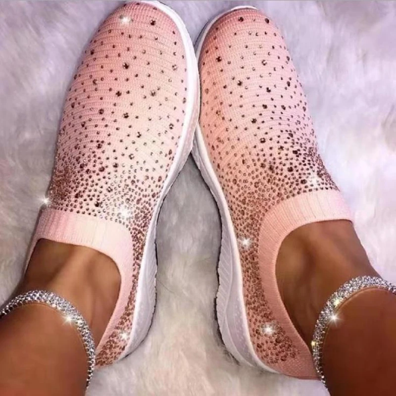 

2020 leisure new fashion autumn flat heel women's single shoe with drill middle heel