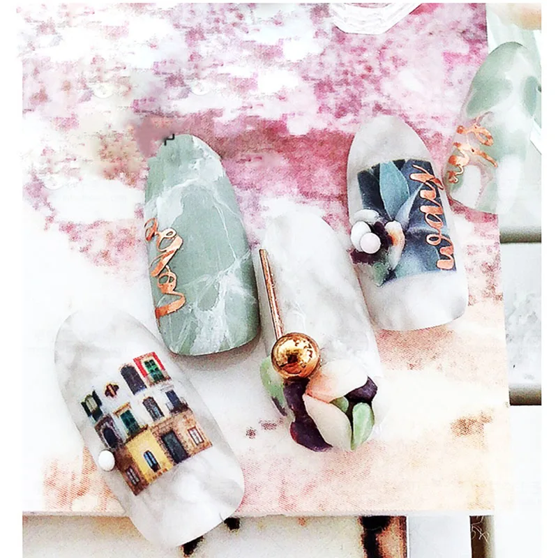 1 лист буквы дизайн 3D наклейка для дизайна ногтей звезда розового золота