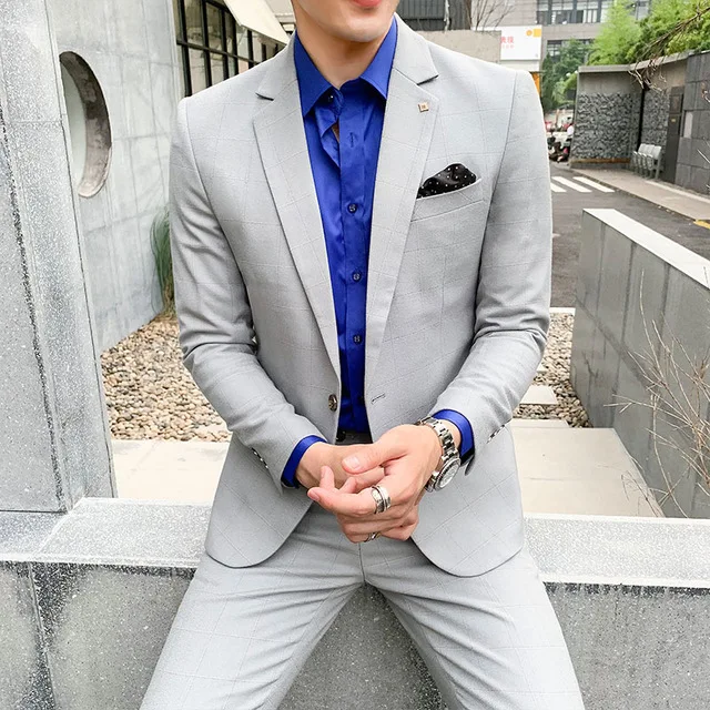 Роскошный комплект из 2 предметов мужской модный Дизайнерский Костюм в Корейском