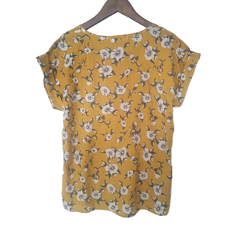 Лидер продаж летняя Женская Повседневная рубашка с круглым вырезом коротким