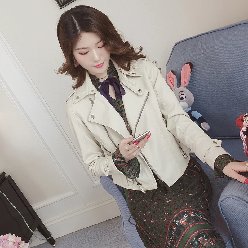 Мотоциклетная Женская куртка из искусственной кожи короткая байкерская женская