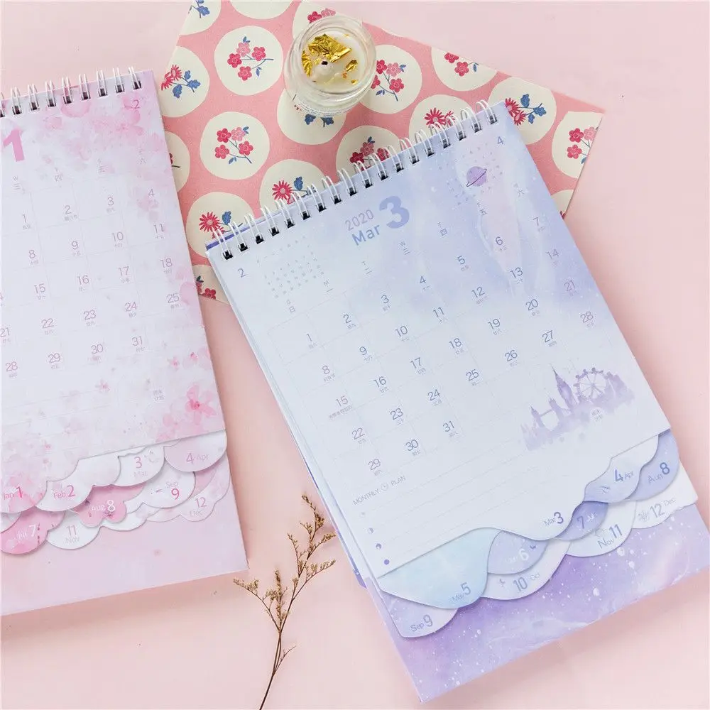 Романтический 2020 серии снов Настольный календарь розовый Сакура ежегодное