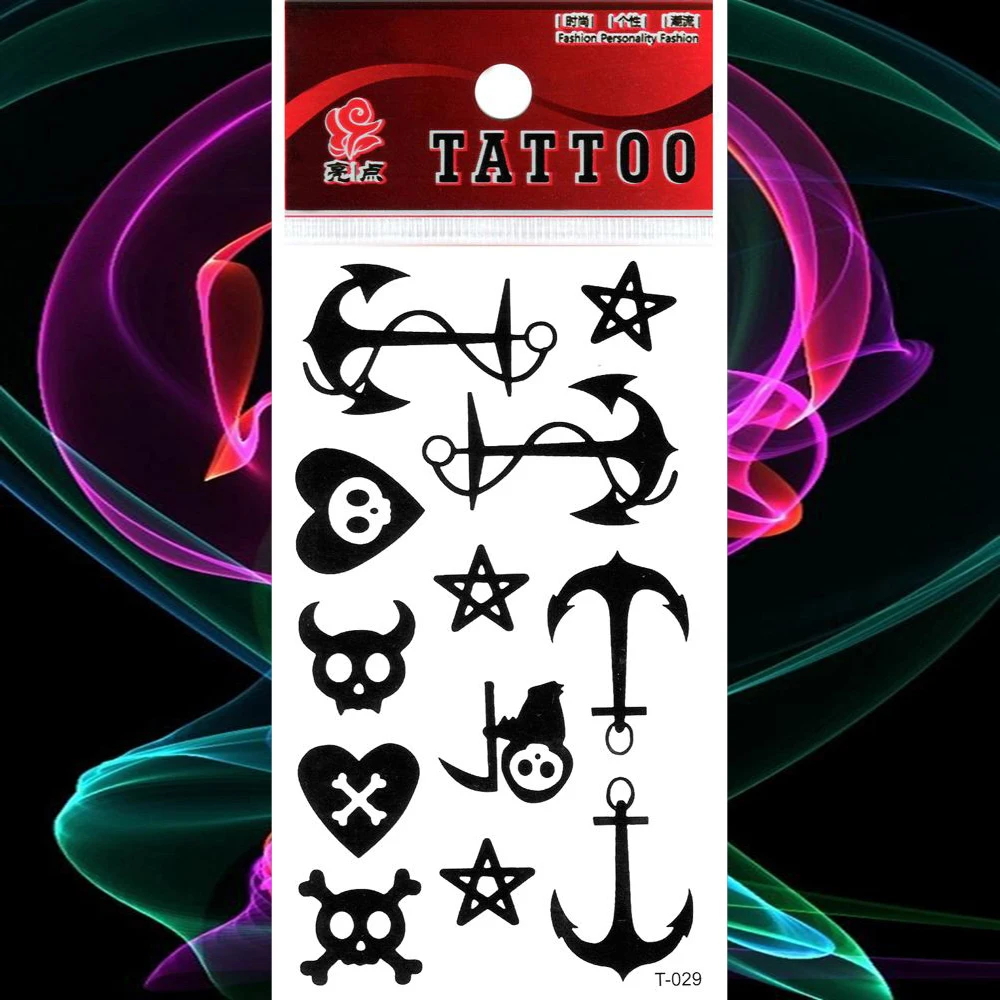 Водонепроницаемые временные тату со стрелками наклейки на череп сердце
