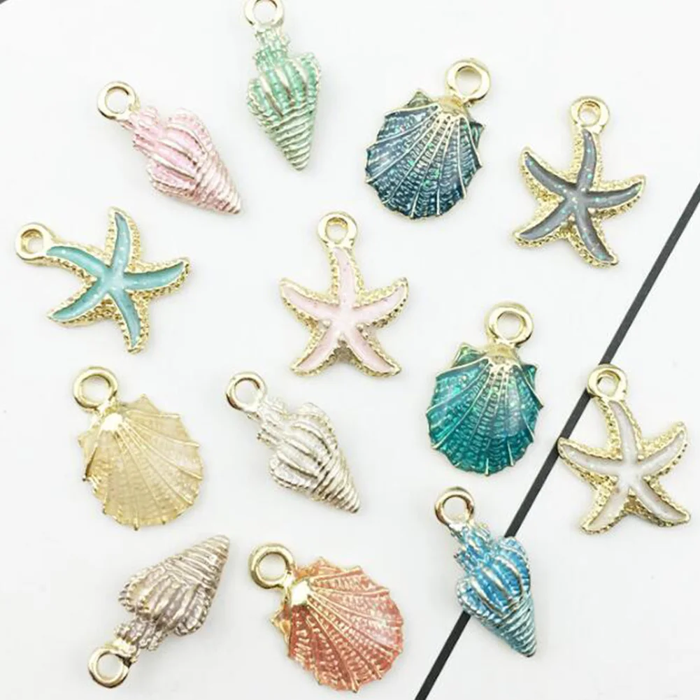 

Ювелирные изделия, 13 шт./компл., в виде масляной раковины, морской звезды, раковины Подвеска из сплава для творчества, браслет, серьги, аксесс...