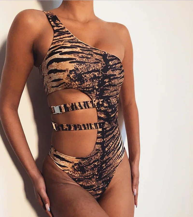 Модный новый сексуальный купальник с принтом тигра в европейском и американском