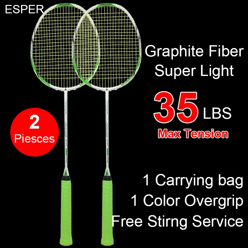 Esper ракетка для бадминтона набор из 2 углеродного волокна Профессиональный 4U