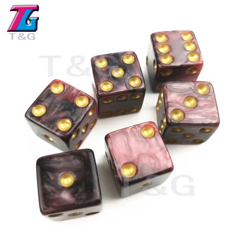 T& G игральные кубики Высокое качество 16 мм смешанный цвет Стандартный точки 6 шт./компл. D6 квадратный ролевая игра для Настольная игра