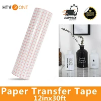 htvront 30cmx914cm clear transfer vinyl tape red alignment grid application paper for cup mirror car diy cricut craft art decal