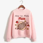 Женские толстовки с капюшоном Kawaii Pusheen Cat Harajuku, с забавным рисунком из мультфильма, милые толстовки в Корейском стиле на осень и зиму, теплые толстовки для женщин в стиле 90-х