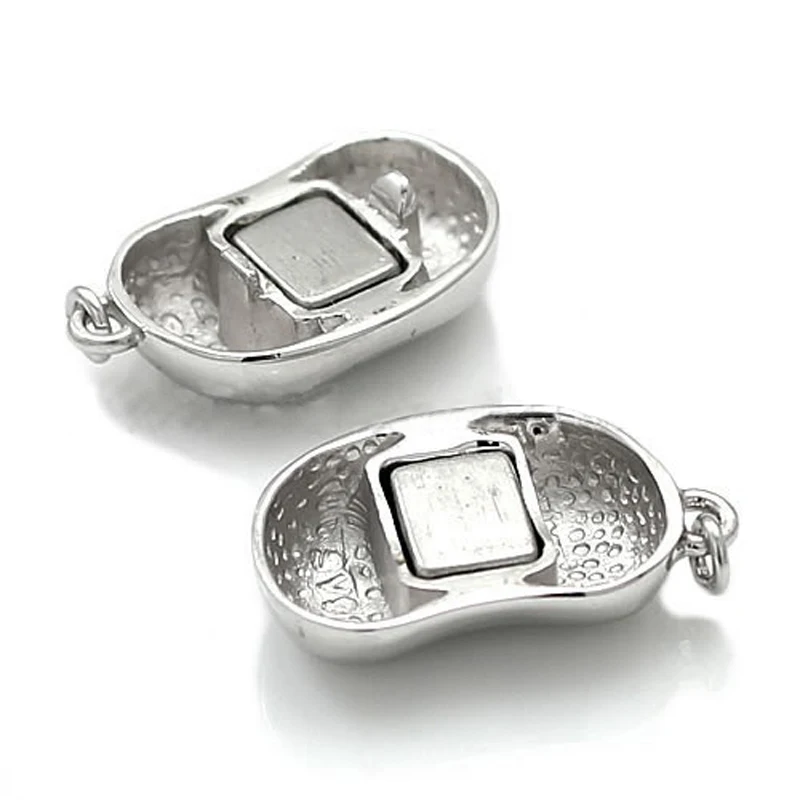 Glossy Pea Sterling Silver Magnet Clasps For Necklaces Making Flat Magnetic Clasp 925 Silver Jewelry Accessories SC-MC013