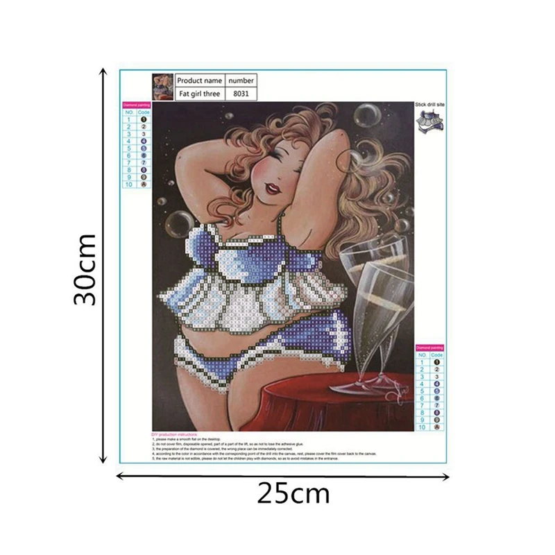Алмазная 5D живопись AAAK мультяшная толстая женщина с круглой вышивкой сделай сам
