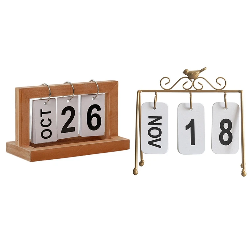

2 Pcs Vintage Style Perpetual Calendar Diy Calendar Crafts Office School Decoration