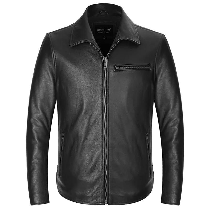 Мужская куртка из натуральной коровьей кожи деловая куртка-бомбер с натуральным