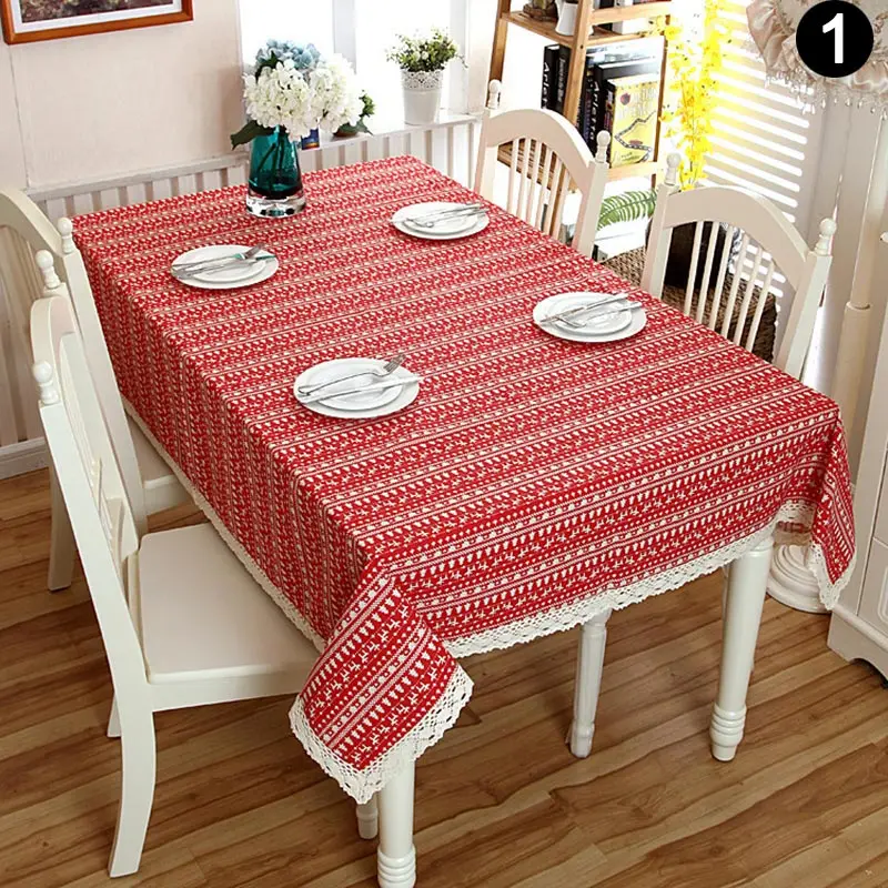 Горячее предложение покрытие скатерти Рождественская елка Олень Печать прочное