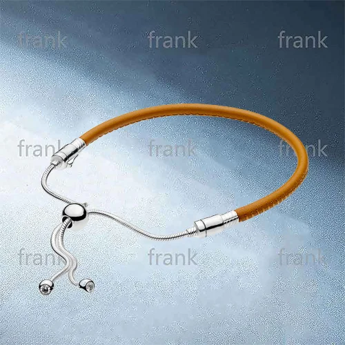 

2020 New 925 Silver MOMENTS Golden Tan Leather Sliding Bracelet 597225CGT-2