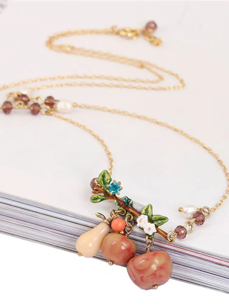 

European and American Romantic Fashion Personality New Listing Jewelry Necklace Small Gourd Apple Multiple Pendant Jewelry