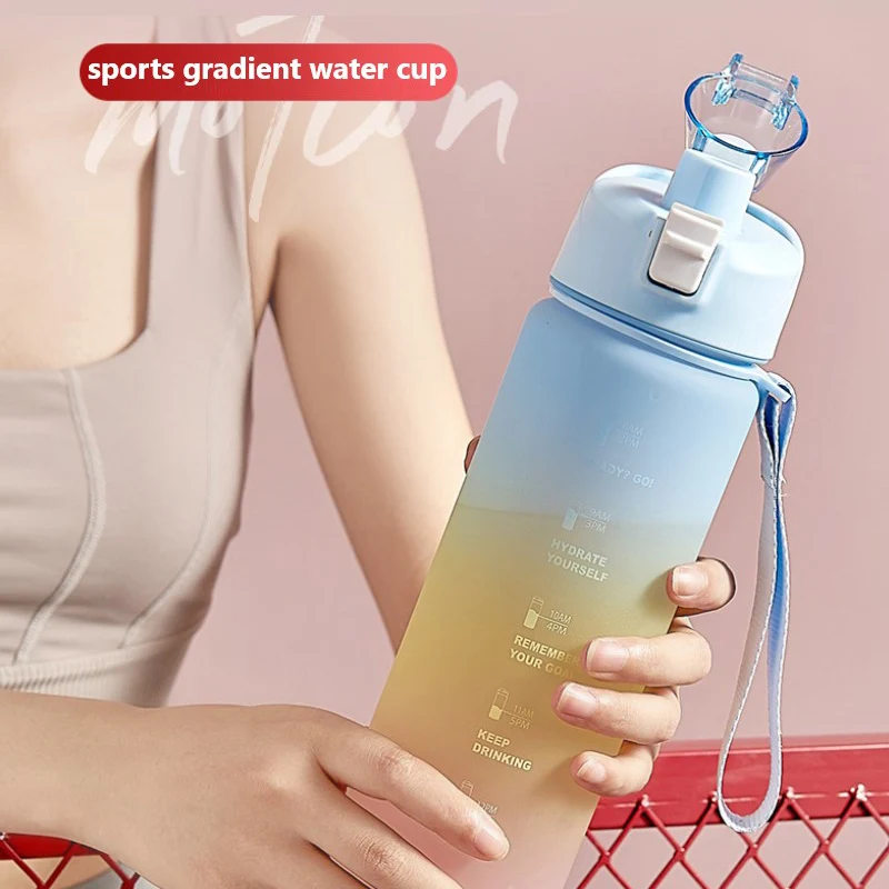 

1000ml Sport Bottle Outdoor Water Bottles Large Capacity Portable Sports Graduated Straw Cup Camping Hiking Outdoor Sports