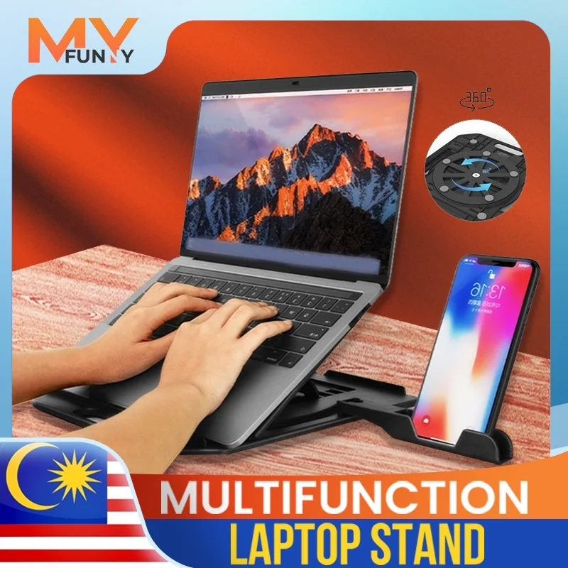 

Ready Stock Portable Laptop Stand Platform Cooling Design Foldable Adjustable Height Laptop Holder Macbook Stand Holder
