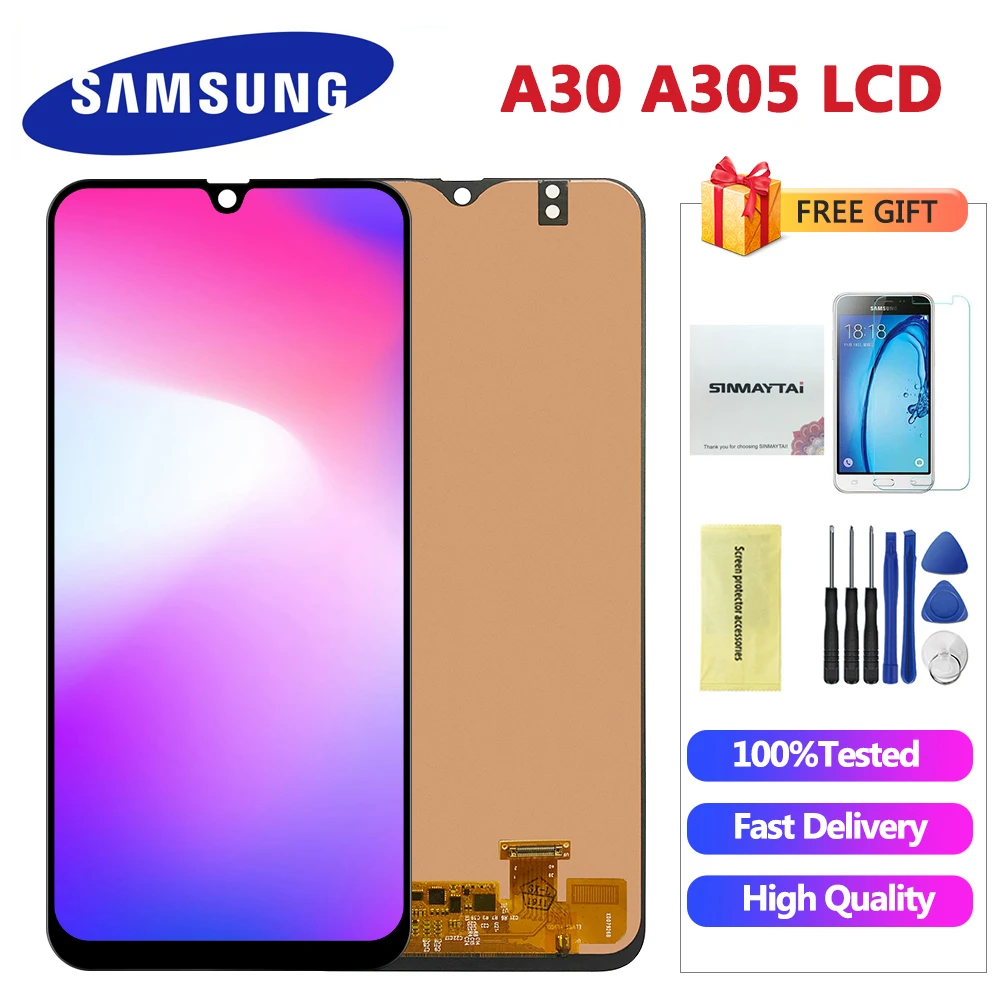 6,4 ''дисплей для samsung galaxy A30 A305/DS A305F A305FD A305A lcd сенсорный экран дигитайзер в сборе для samsung A30 lcd