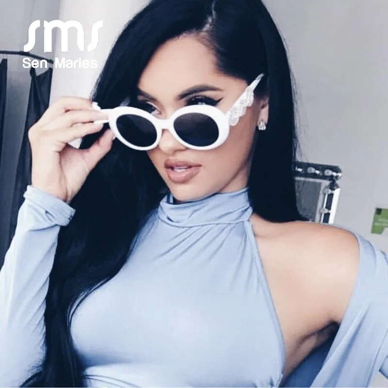 Модные сексуальные женские Овальные Солнцезащитные очки со стразами роскошные