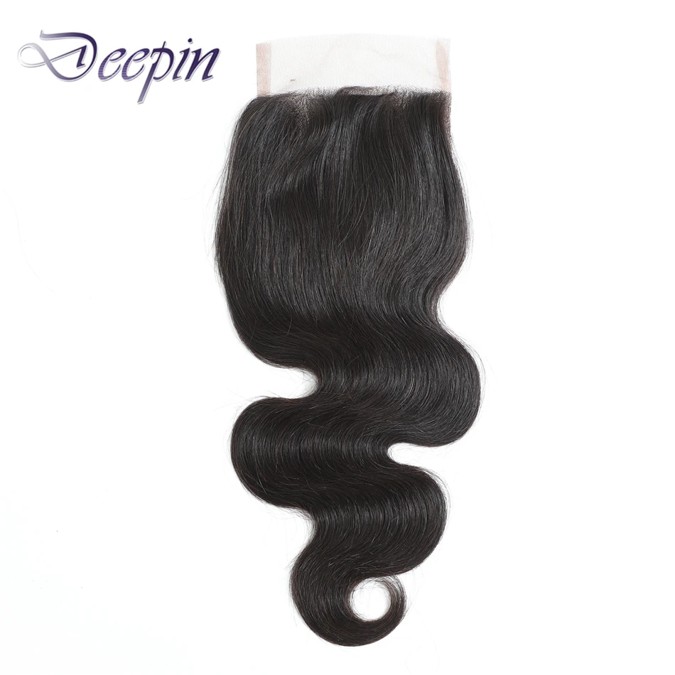 Deepin волнистые пряди с закрытием перуанское мелирование волос 3 человеческие