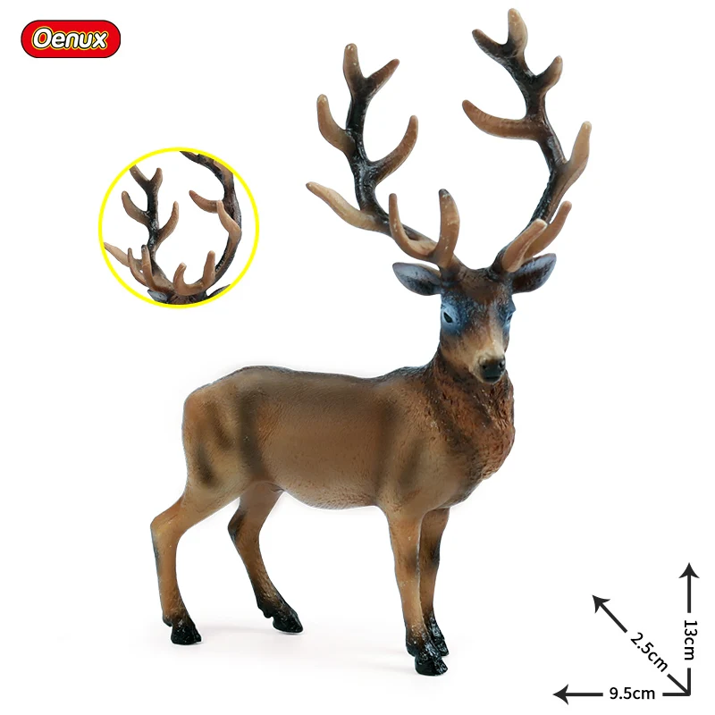 Oenux Wild Animals Elk Moose Wapiti Sika Deer Figures Antelope Argali Model Action PVC Decoration Kids Toy For Xmas Gift |