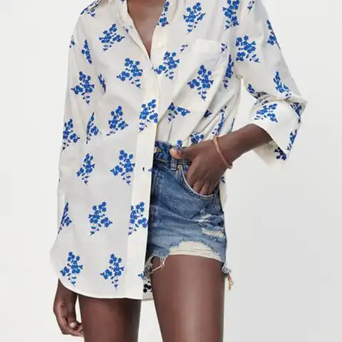 Новый стиль Женская модная универсальная Милая темпераментная жаккардовая рубашка с вышивкой топ с карманами