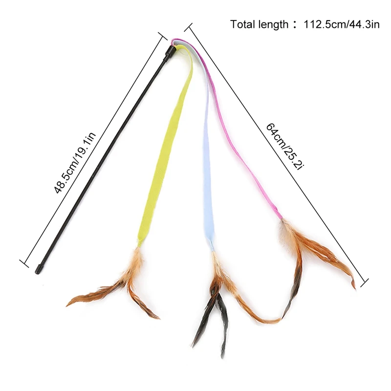 

Random Color Cat Teaser Wand Cat Interactive Funny Toy Fake Feather Cat Wand Kitten Teaser Toy Cat Scratch Toy Dorakitten