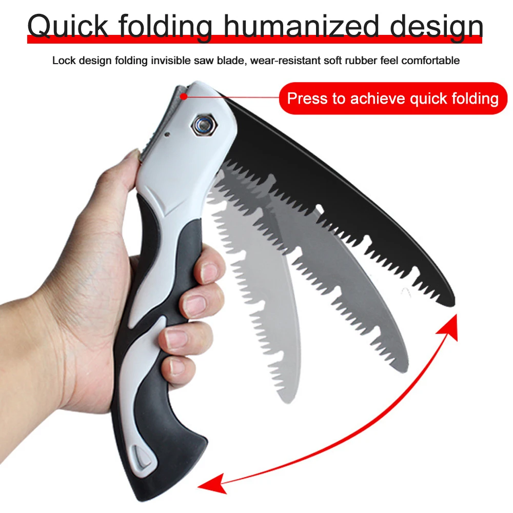 Folding Hand Saw SK5 Steel Medium-toothed Blade Soft Rubber Handle Collapsible Sharp for Woodwork/Household Cutting Tools/DIY |