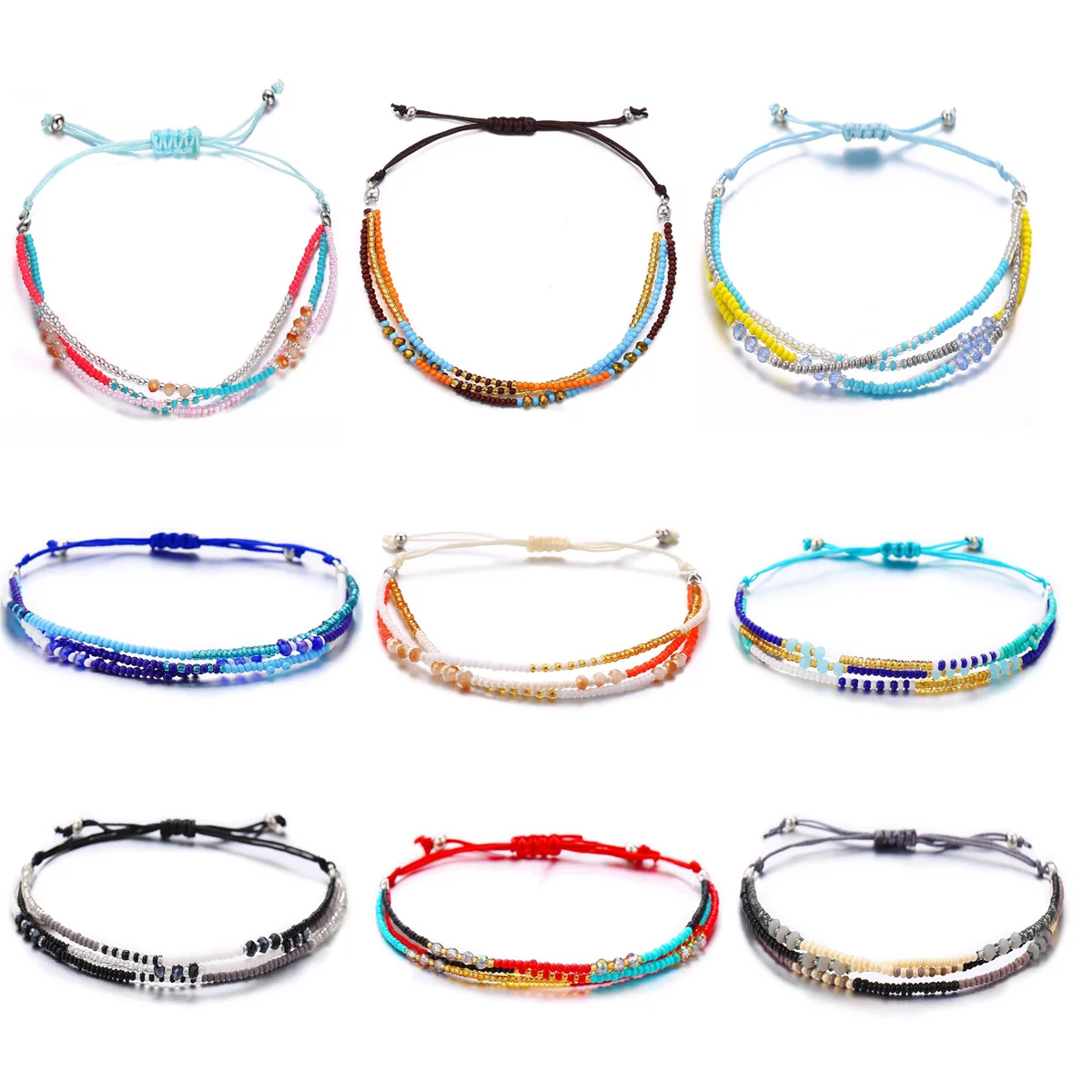 Браслет на лодыжку Женский пляжный регулируемый браслет с бусинами в богемном