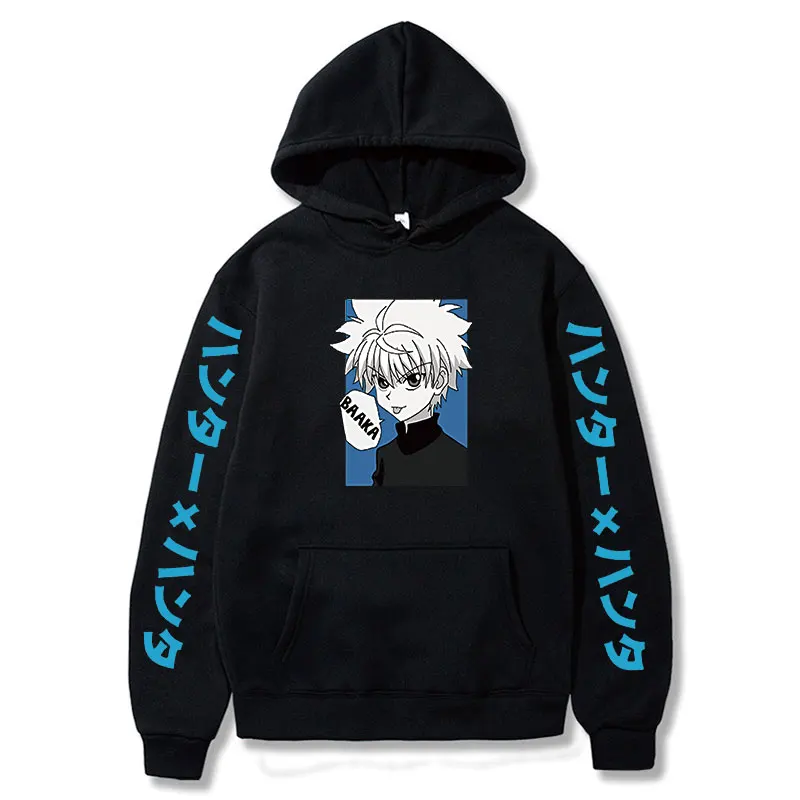 

2021 толстовка с японским аниме Hunter X Hunter Killua, мужские свитшоты Kpop, кавайная уличная одежда, графический хип-хоп
