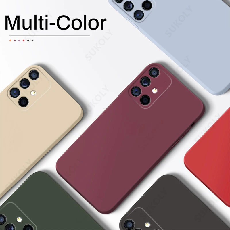 Camera Protect Liquid Silicone Case For Samsung A53 A52 A72 A32 4G A21S A54 A50 A70 A71 A51 S23 S20 S21 FE S22 Ultra Plus Cases