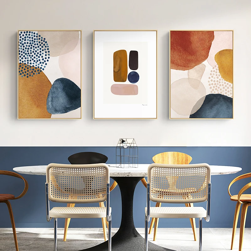 

Simple modern Nordic abstract geometry watercolor gold foil decorative painting picture poster print living room mural