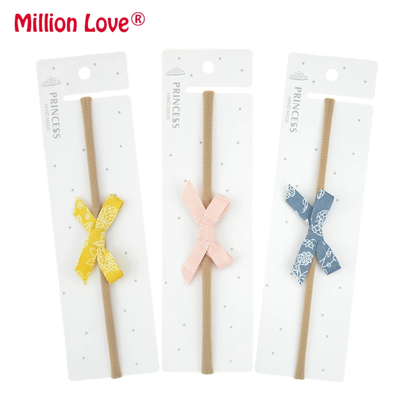 Милая нейлоновая повязка на голову с бантом для новорожденных эластичная