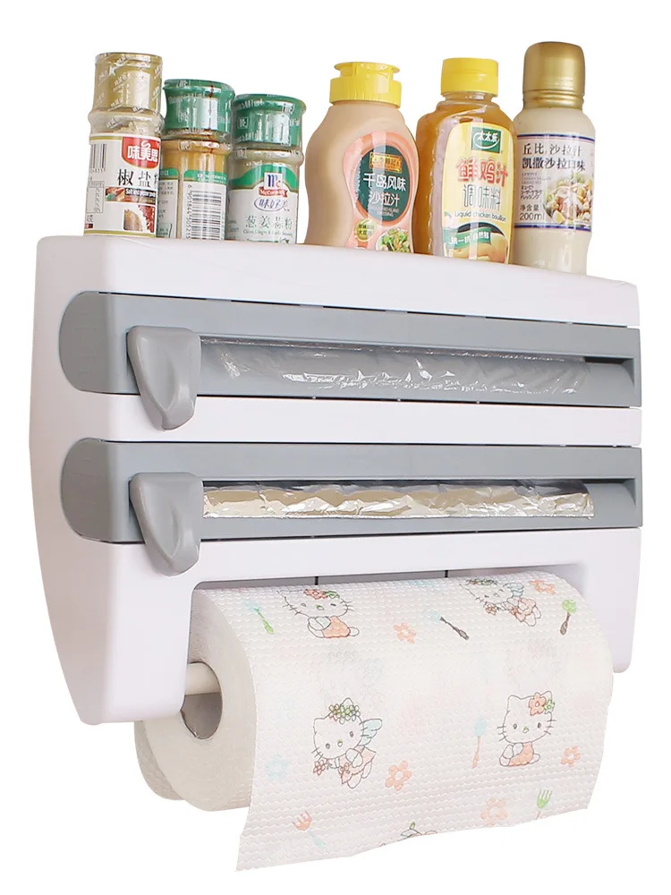 

Kitchen tissue rack roll paper rack no punch creative hanging rack fresh-keeping paper rack film storage shelf
