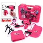 Игрушки для макияжа для ролевых игр, моделирование, фен для волос, парикмахерские ножницы, расческа, плойка, ящик для инструментов для девочек, набор игрушек для макияжа для детей