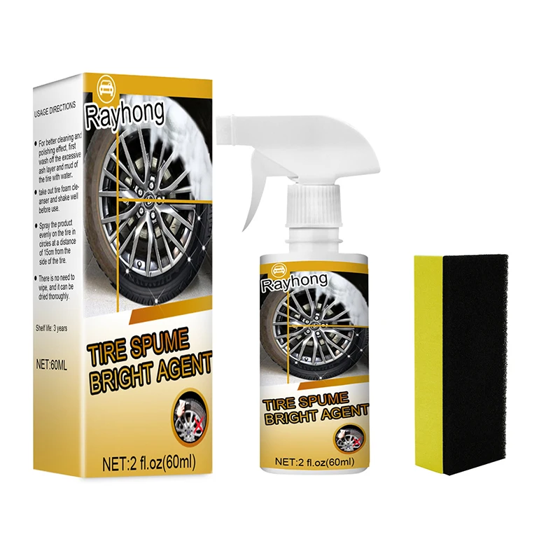 

Tire Foam bright Tire Protectant Protective Auto Tires Coating Agent Kit Tire Wax Beauty Care Agent Wax Cleaner with Wipe Sponge