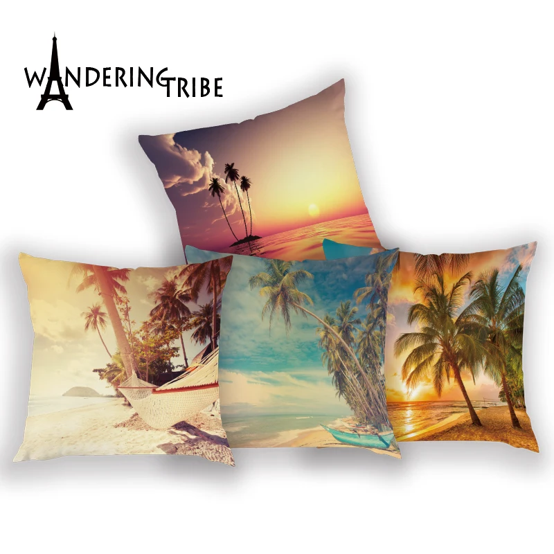 

Закат пляжные накидки на подушки, кокосовое дерево природа украшения дома подушки Чехол Диван Наволочки чехол s дом подушки покрытия