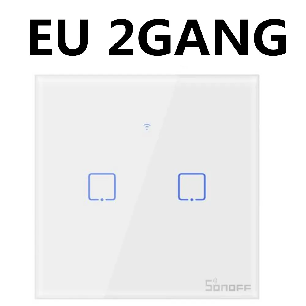 EU 2GANG Великобритания, США, ЕС, 1-3 комплекта, AC 90 В-250 В, 600 Вт, wifi и RF 86 Тип, умный настенный сенсорный светильник, модуль переключателя 1CH 2CH 3CH для SONOFF T1 - Комплект: EU 2GANG