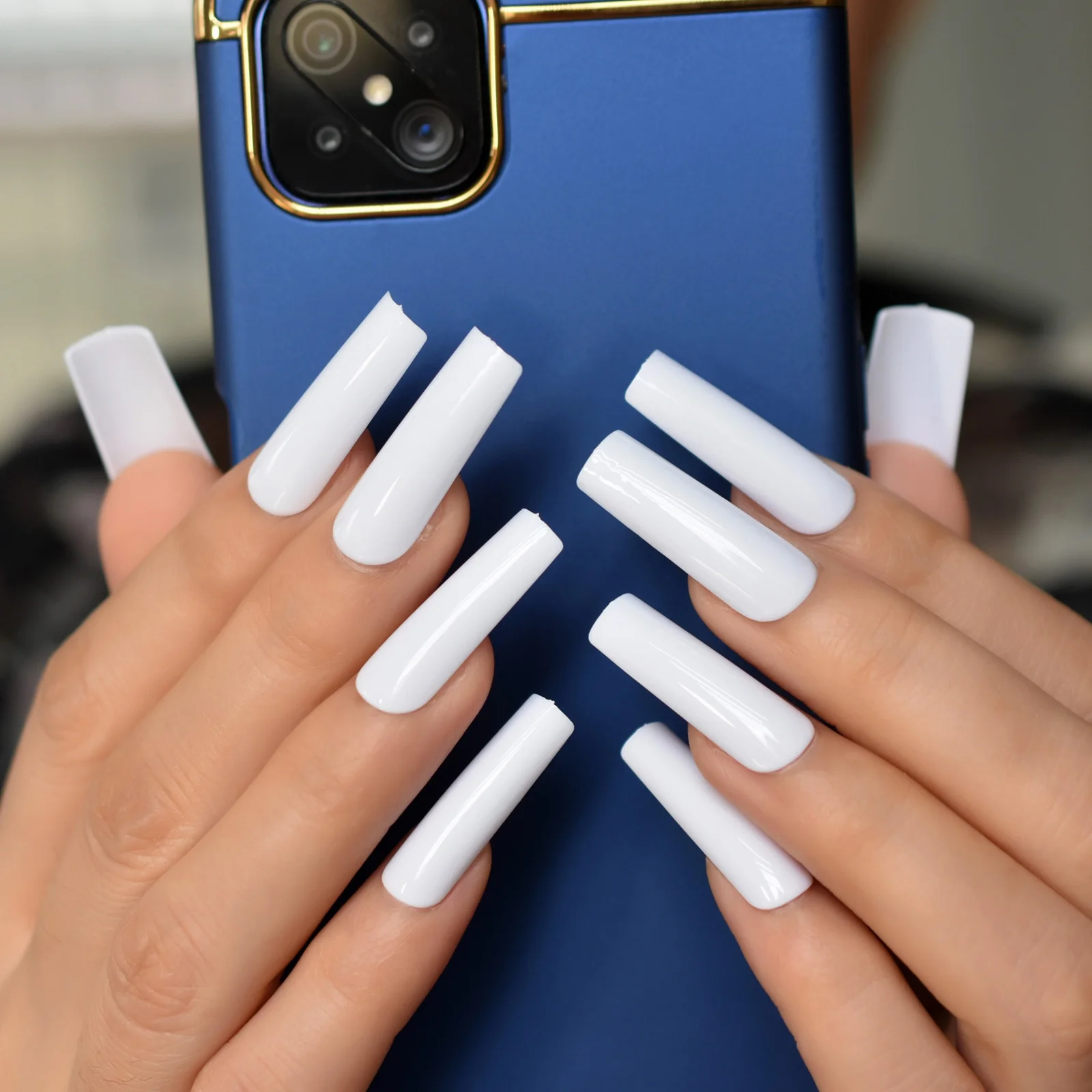 24 шт. белые очень длинные изогнутые квадратные накладные ногти для салона